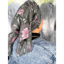 Israeli Gauzy Floral Wrap - Gray-Long Wrap-The Little Tichel Lady