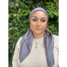 Starlit Satin Square Headscarf - Dark Silver-Squares-The Little Tichel Lady