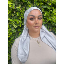 Starlit Satin Square Headscarf - Pale Silver-Squares-The Little Tichel Lady