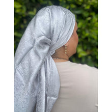 Starlit Satin Square Headscarf - Pale Silver-Squares-The Little Tichel Lady