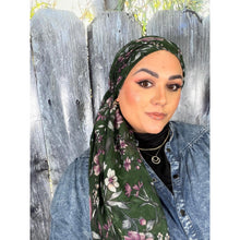 Israeli Gauzy Floral Wrap - Green-Long Wrap-The Little Tichel Lady