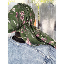 Israeli Gauzy Floral Wrap - Green-Long Wrap-The Little Tichel Lady