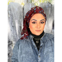 Israeli Gauzy Floral Wrap - Burgundy-Long Wrap-The Little Tichel Lady