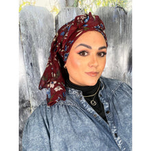 Israeli Gauzy Floral Wrap - Burgundy-Long Wrap-The Little Tichel Lady