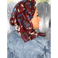 Israeli Gauzy Floral Wrap - Burgundy-Long Wrap-The Little Tichel Lady