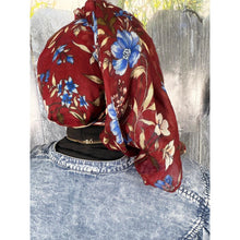 Israeli Gauzy Floral Wrap - Burgundy-Long Wrap-The Little Tichel Lady