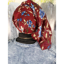 Israeli Gauzy Floral Wrap - Burgundy-Long Wrap-The Little Tichel Lady
