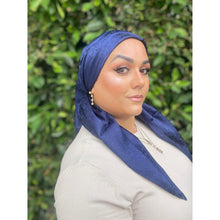 Starlit Satin Square Headscarf - Navy-Squares-The Little Tichel Lady