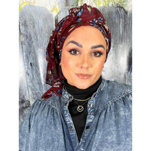 Israeli Gauzy Floral Wrap - Burgundy-Long Wrap-The Little Tichel Lady