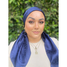Starlit Satin Square Headscarf - Navy-Squares-The Little Tichel Lady