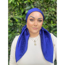 Starlit Satin Square Headscarf - Cobalt Blue-Squares-The Little Tichel Lady