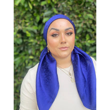 Starlit Satin Square Headscarf - Cobalt Blue-Squares-The Little Tichel Lady