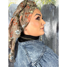 Israeli Gauzy Floral Wrap - Neutral-Long Wrap-The Little Tichel Lady