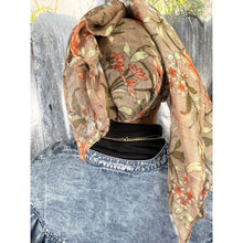 Israeli Gauzy Floral Wrap - Neutral-Long Wrap-The Little Tichel Lady