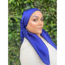 Starlit Satin Square Headscarf - Cobalt Blue-Squares-The Little Tichel Lady
