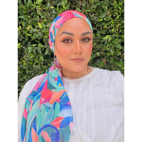 Halo Headscarf TLTL - Heavenly Hibiscus-Specialty Items-The Little Tichel Lady