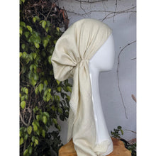 Turkish Cotton NON-SLIP Metallic Pretied w/ Long Tails - Cream-pretieds-The Little Tichel Lady