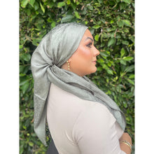 Starlit Satin Square Headscarf - Sage Green-Squares-The Little Tichel Lady
