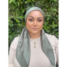 Starlit Satin Square Headscarf - Sage Green-Squares-The Little Tichel Lady