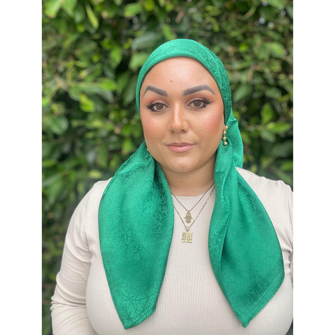 Starlit Satin Square Headscarf - Forest Green-Squares-The Little Tichel Lady