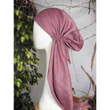 Turkish Cotton NON-SLIP Metallic Pretied w/ Long Tails - Mauve-pretieds-The Little Tichel Lady