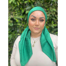Starlit Satin Square Headscarf - Forest Green-Squares-The Little Tichel Lady