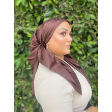 Starlit Satin Square Headscarf - Chocolate Brown-Squares-The Little Tichel Lady