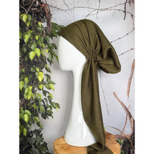 Turkish Cotton NON-SLIP Metallic Pretied w/ Long Tails - Olive-pretieds-The Little Tichel Lady