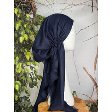 Turkish Cotton NON-SLIP Metallic Pretied w/ Long Tails - Navy-pretieds-The Little Tichel Lady