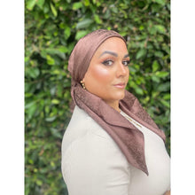 Starlit Satin Square Headscarf - Cocoa-Squares-The Little Tichel Lady