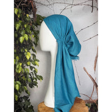 Turkish Cotton NON-SLIP Metallic Pretied w/ Long Tails - Turquoise-pretieds-The Little Tichel Lady