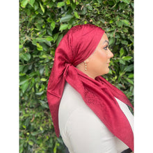 Starlit Satin Square Headscarf - Burgundy-Squares-The Little Tichel Lady