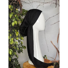 Turkish Cotton NON-SLIP Metallic Pretied w/ Long Tails - Black-pretieds-The Little Tichel Lady