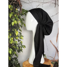 Turkish Cotton NON-SLIP Metallic Pretied w/ Long Tails - Black-pretieds-The Little Tichel Lady