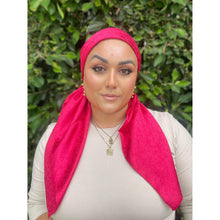 Starlit Satin Square Headscarf - Hot Pink