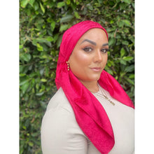 Starlit Satin Square Headscarf - Hot Pink