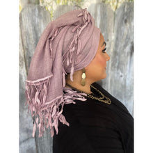 Whimsical Willow Israeli Headwrap - Pink/Mauve-Long Wrap-The Little Tichel Lady