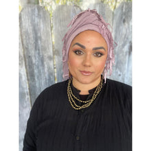 Whimsical Willow Israeli Headwrap - Pink/Mauve-Long Wrap-The Little Tichel Lady