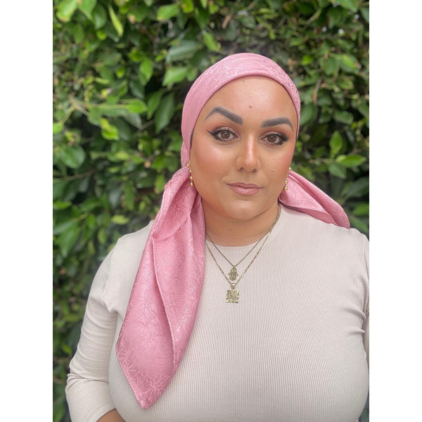Starlit Satin Square Headscarf - Pink Panther