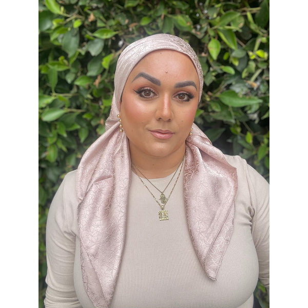Starlit Satin Square Headscarf - Pale Taupe