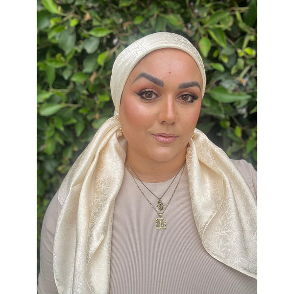 Starlit Satin Square Headscarf - Pale Gold/Champagne