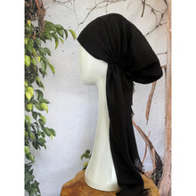 Turkish Cotton Textured NON-SLIP Pretied w/ Long Tails - Black-pretieds-The Little Tichel Lady
