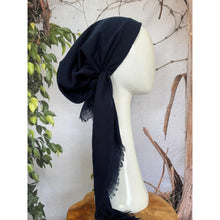Turkish Cotton Textured NON-SLIP Pretied w/ Long Tails - Navy-pretieds-The Little Tichel Lady