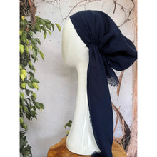 Turkish Cotton Textured NON-SLIP Pretied w/ Long Tails - Navy-pretieds-The Little Tichel Lady