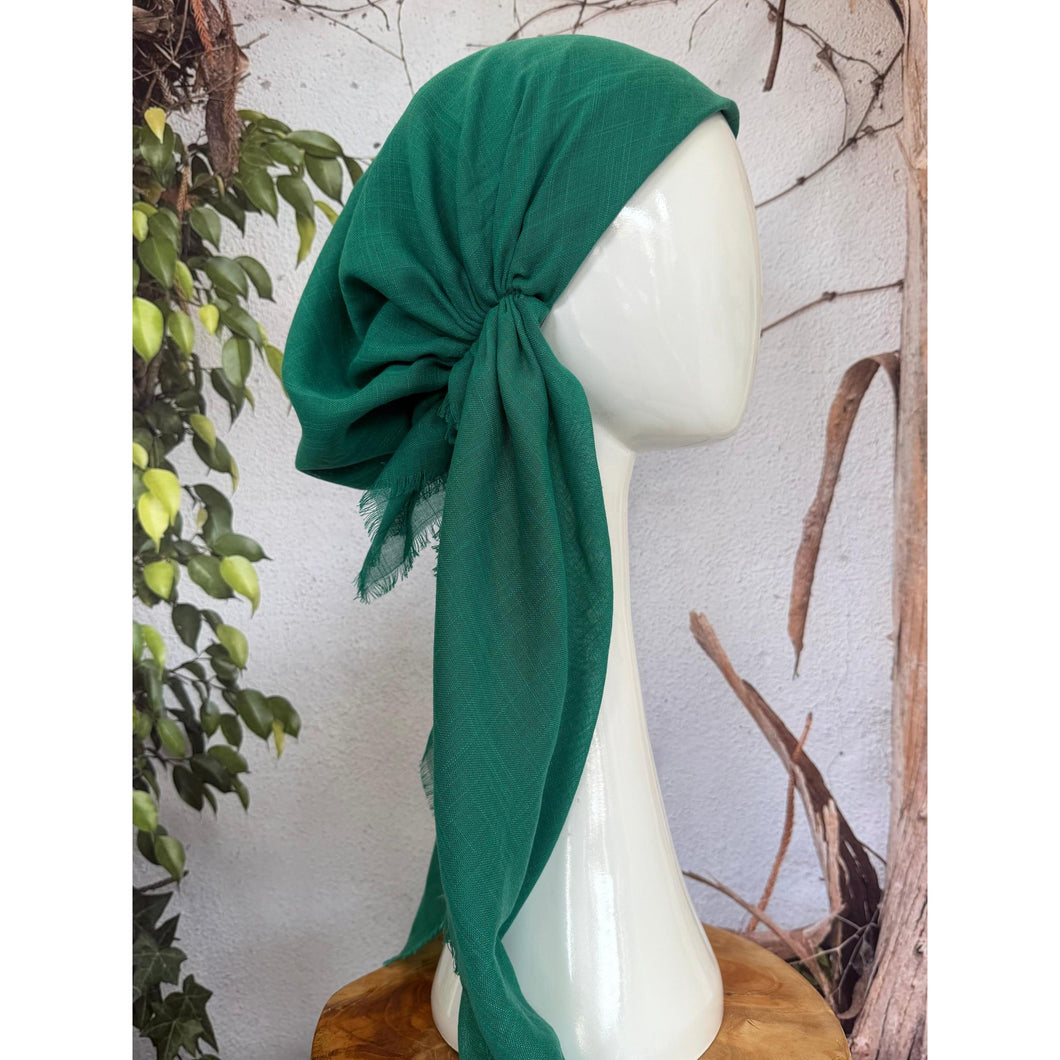 Turkish Cotton Textured NON-SLIP Pretied w/ Long Tails - Green-pretieds-The Little Tichel Lady