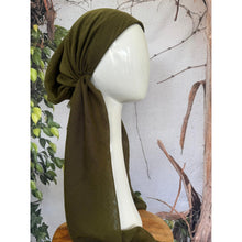 Turkish Cotton Textured NON-SLIP Pretied w/ Long Tails - Olive-pretieds-The Little Tichel Lady