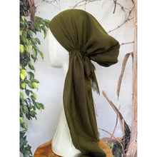 Turkish Cotton Textured NON-SLIP Pretied w/ Long Tails - Olive-pretieds-The Little Tichel Lady