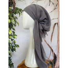 Turkish Cotton Textured NON-SLIP Pretied w/ Long Tails - Gray/Purple-pretieds-The Little Tichel Lady