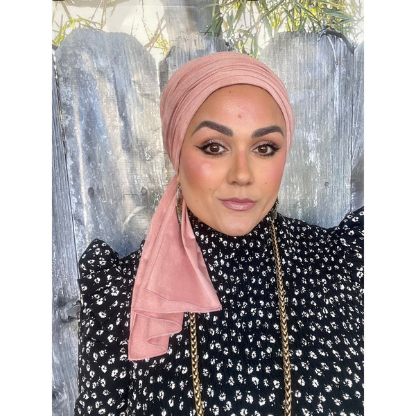 Faux Suede Stretchy Head Wrap - Blush-Long Wrap-The Little Tichel Lady