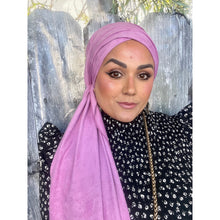 Faux Suede Stretchy Head Wrap - Orchid-Long Wrap-The Little Tichel Lady